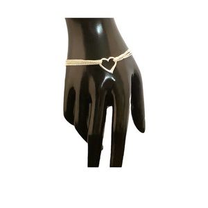 Sterling Silver Open Heart Bracelet Multi Strand Chain